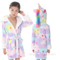 Kinder Cartoon Einhorn Flanell Fleece Girls Kapuzenbademäntel Kapuze